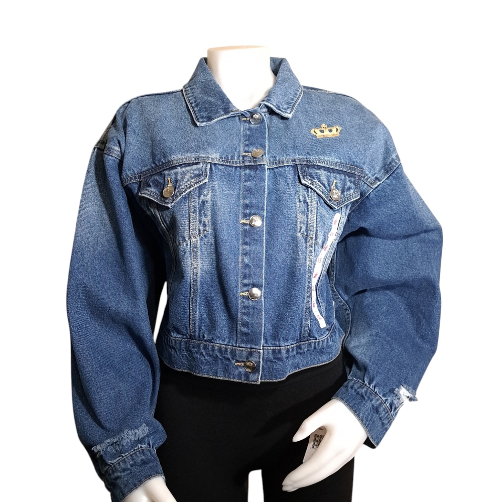 Juicy by Juicy Couture Women's‎ Juniors Blue Jean Jacket Distressed Size XL